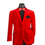 Countess Collection: Red Velvet Solid Color Single Breasted Regular Fit Blazer
