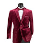 Countess Collection: Wine Velvet Solid Color Single Breasted Regular Fit Blazer