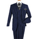 Navy Blue Pinstripe 3 Piece Suit Double Breasted Vest Classic Fit