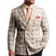 Men's Tan Double Breasted Windowpane Stretch Blazer