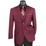 Chiccheto Collection- Burgundy Solid Color Single Breasted Regular Fit Blazer