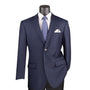 Chiccheto Collection- Navy Solid Color Single Breasted Regular Fit Blazer