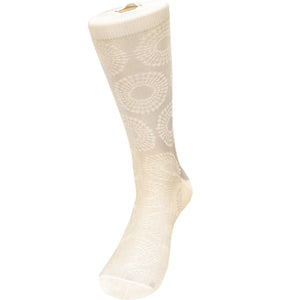 Bruno Conte Ivory Circular Jacquard Pattern Dress Sock