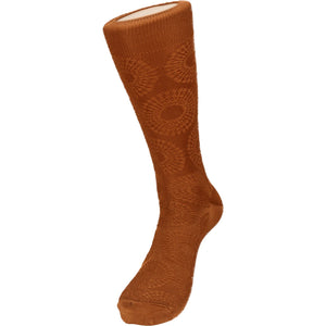 Bruno Conte Rust Circular Jacquard Pattern Dress Sock