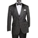 Men's Black Floral Jacquard Blazer with Satin Shawl Lapel and Bow Tie