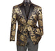 Orionis Collection: Black & Gold Paisley Embossed Satin Peak Lapel Velvet Blazer – Modern Fit