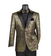 Celticlore Collection: Gold Metalic Design Single Breasted Modern Fit Blazer