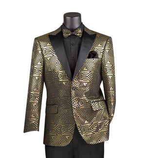 Celticlore Collection: Gold Metalic Design Single Breasted Modern Fit Blazer