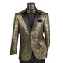 Celticlore Collection: Men's Metalic Design Jacquard Fabric Jacket with Bow Tie - Gold