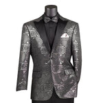 Celticlore Collection: Silver Metalic Design Single Breasted Modern Fit Blazer