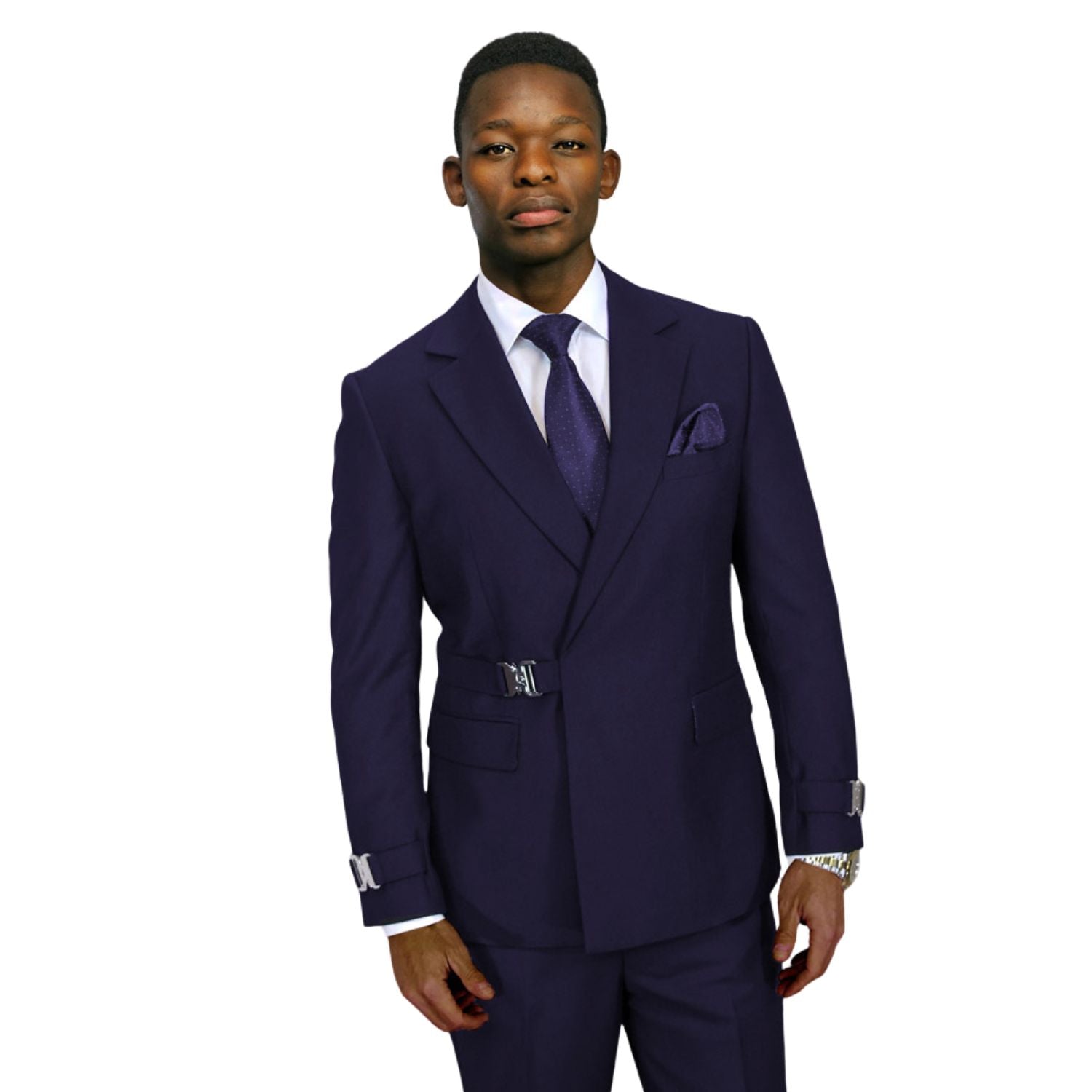 Navy Modern FIT Buckle Suit - 2 Piece Dress Suit REGULAR FIT / 46