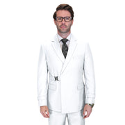 Aurelian Crest Collection: 2PC White Modern Fit Buckle Suit
