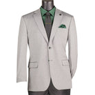 Men's light grey regular fit stretch sport coat blazer with notch lapel and pocket square