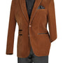 Velourfy Collection: Bourbon Velvet with Faux Leather Trim Single Breasted Slim Fit Blazer