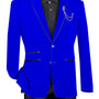 Velourfy Collection: Royal Velvet with Faux Leather Trim Single Breasted Slim Fit Blazer