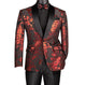 Maia Collection: Red Floral Jacquard Slim Fit Blazer