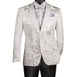 Maia Collection: White Floral Jacquard Slim Fit Blazer