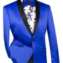 RoyaleRift Collection: Royal with Black Lapel Single Breasted Slim Fit Blazer