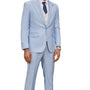 Lavellaby Collection: 3 Piece Men's Pinstripe Hybrid Fit Suit In Baby Blue