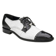 Belvedere Luxurious Ostrich Cap Toe Shoes for Men in Black & White - Batta
