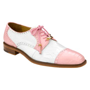 Belvedere Luxurious Ostrich Cap Toe Shoes for Men in Pink & White - Batta