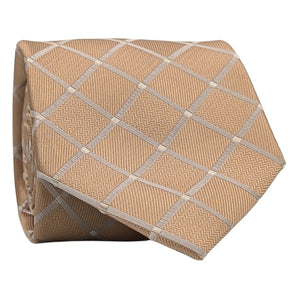 Men's Beige Diamond Pattern Silk Tie