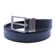Men's Navy Leather Belt with Square Silver-Tone Buckle