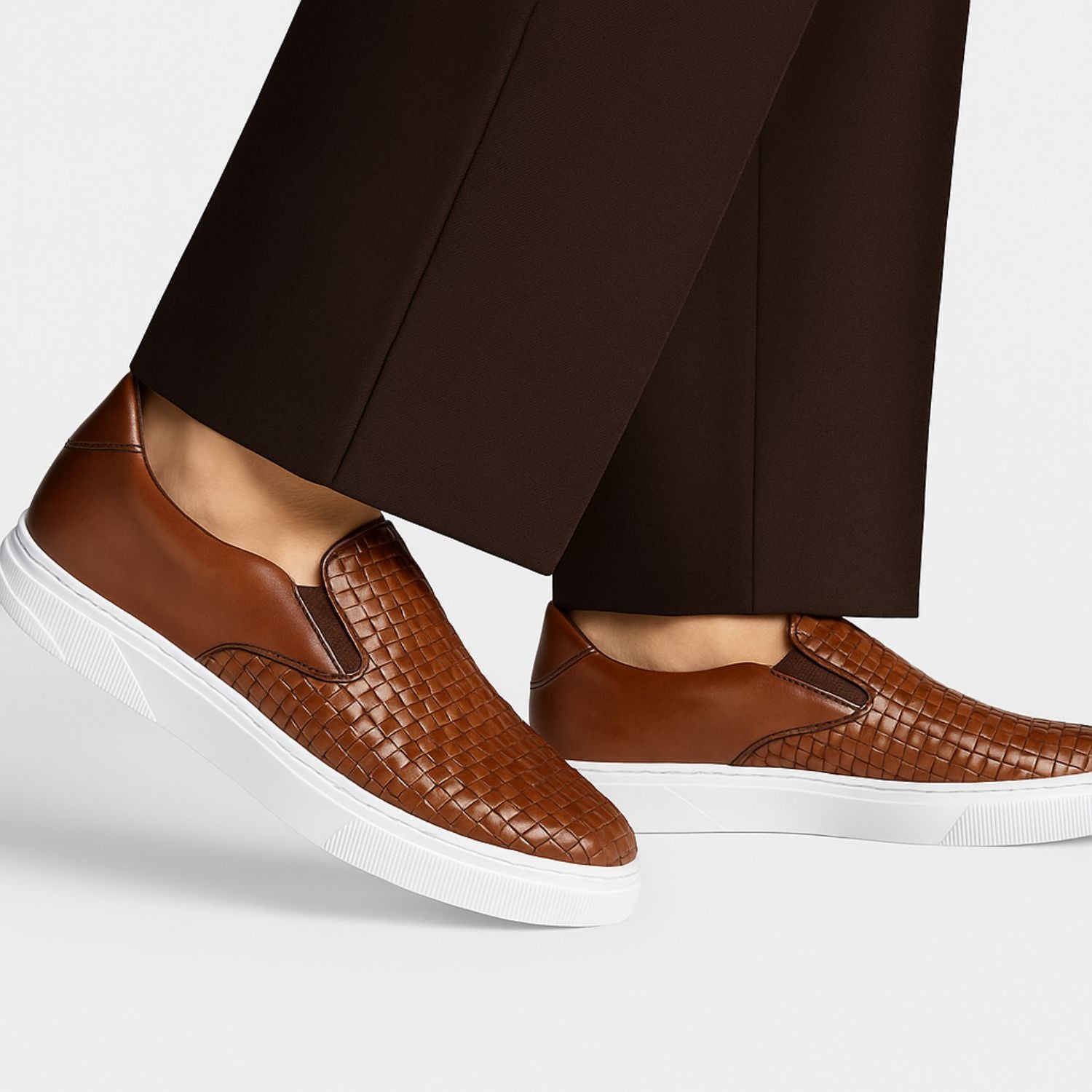 Belvedere Fernando in Antique Tan Men's Woven Leather Slip-On Sneaker