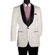 Men's White Floral Jacquard Blazer with Satin Shawl Lapel and Bow Tie