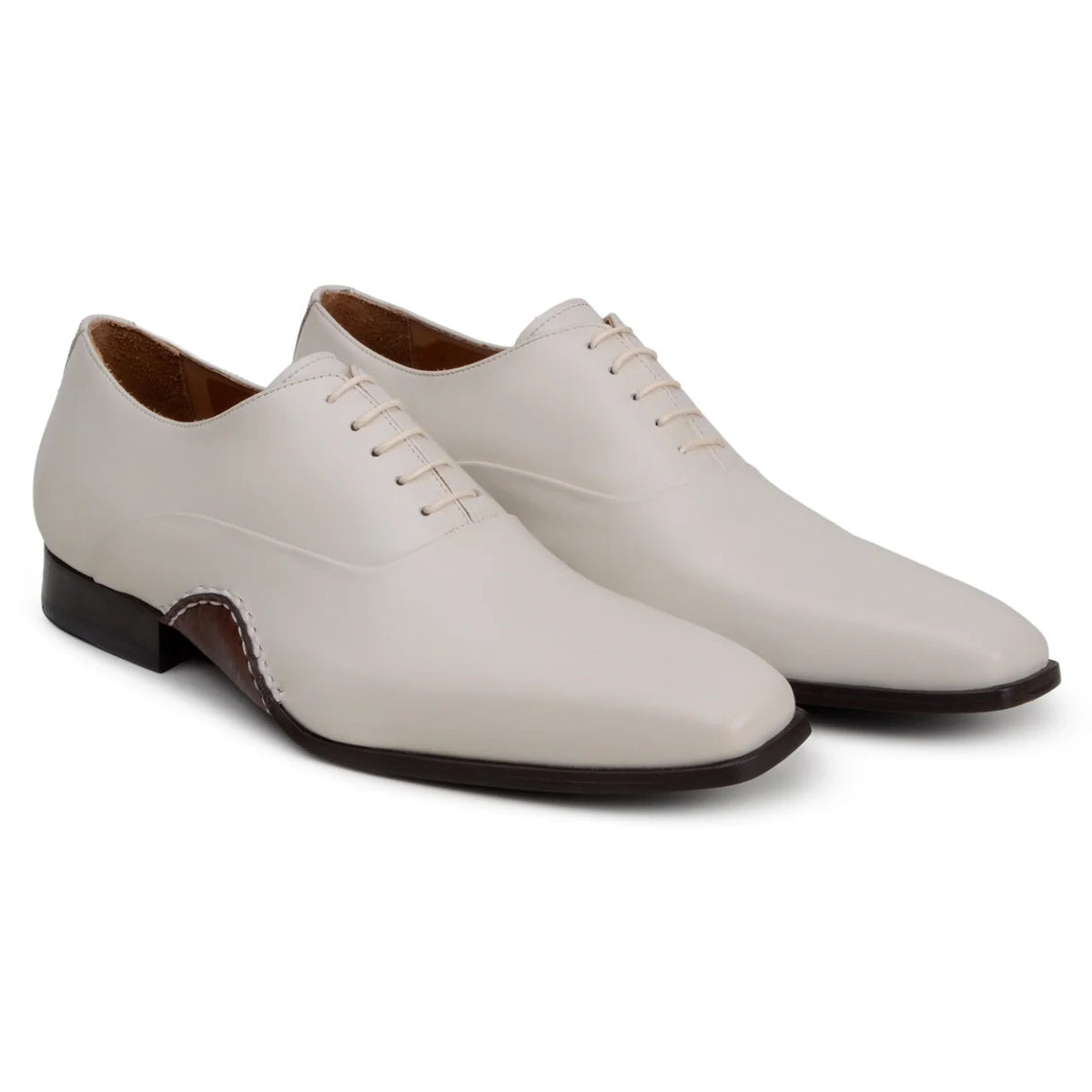 Pair of light bone Italian calf leather Oxford shoes