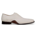 Side profile of light bone calf leather Oxford shoe
