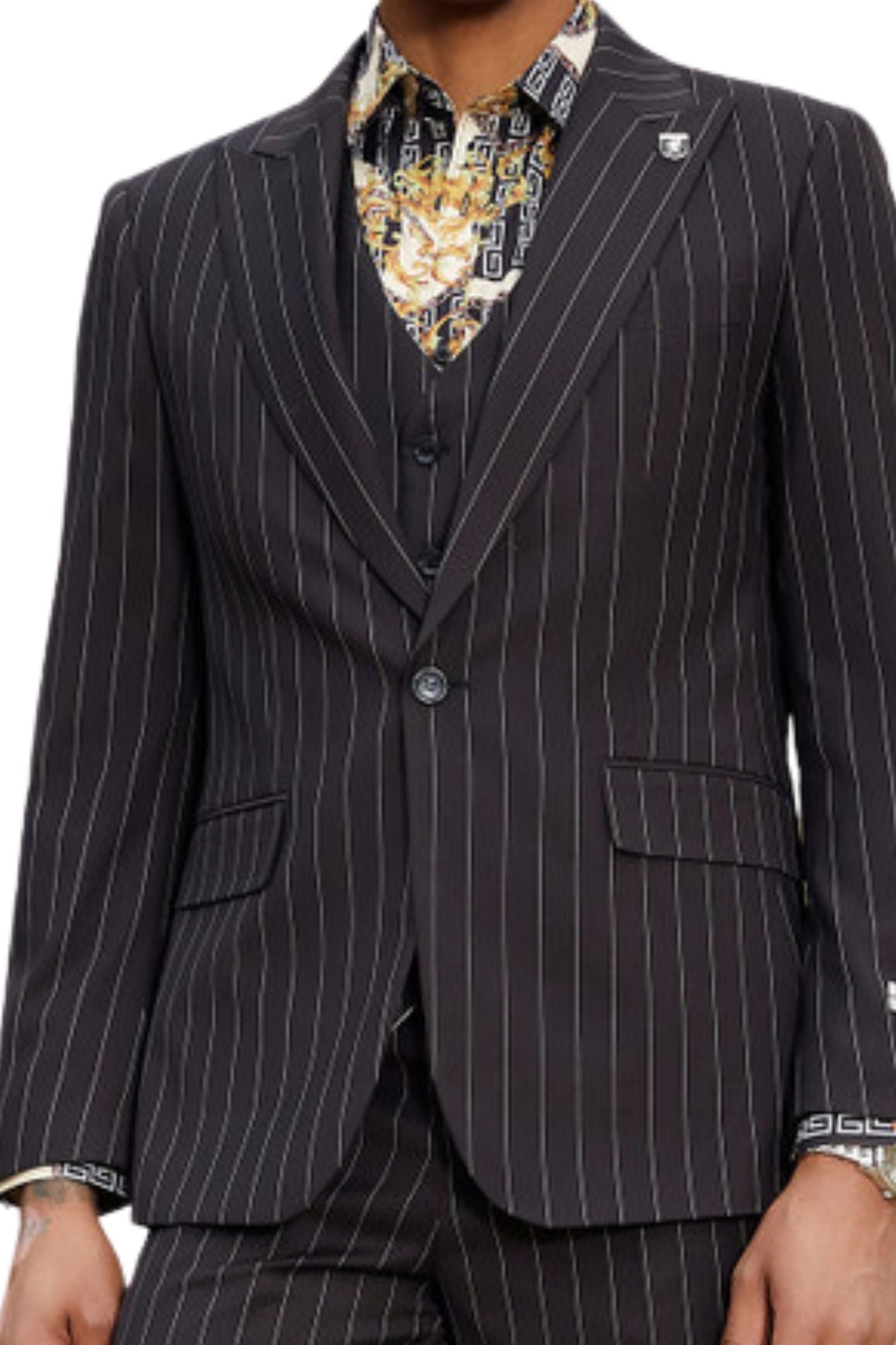 Black Pinstripe 3-Piece Hybrid Fit Suit – Suits & More