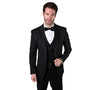 Eridanus Collection: Men's Black Peak Lapel 3 Piece Tuxedo