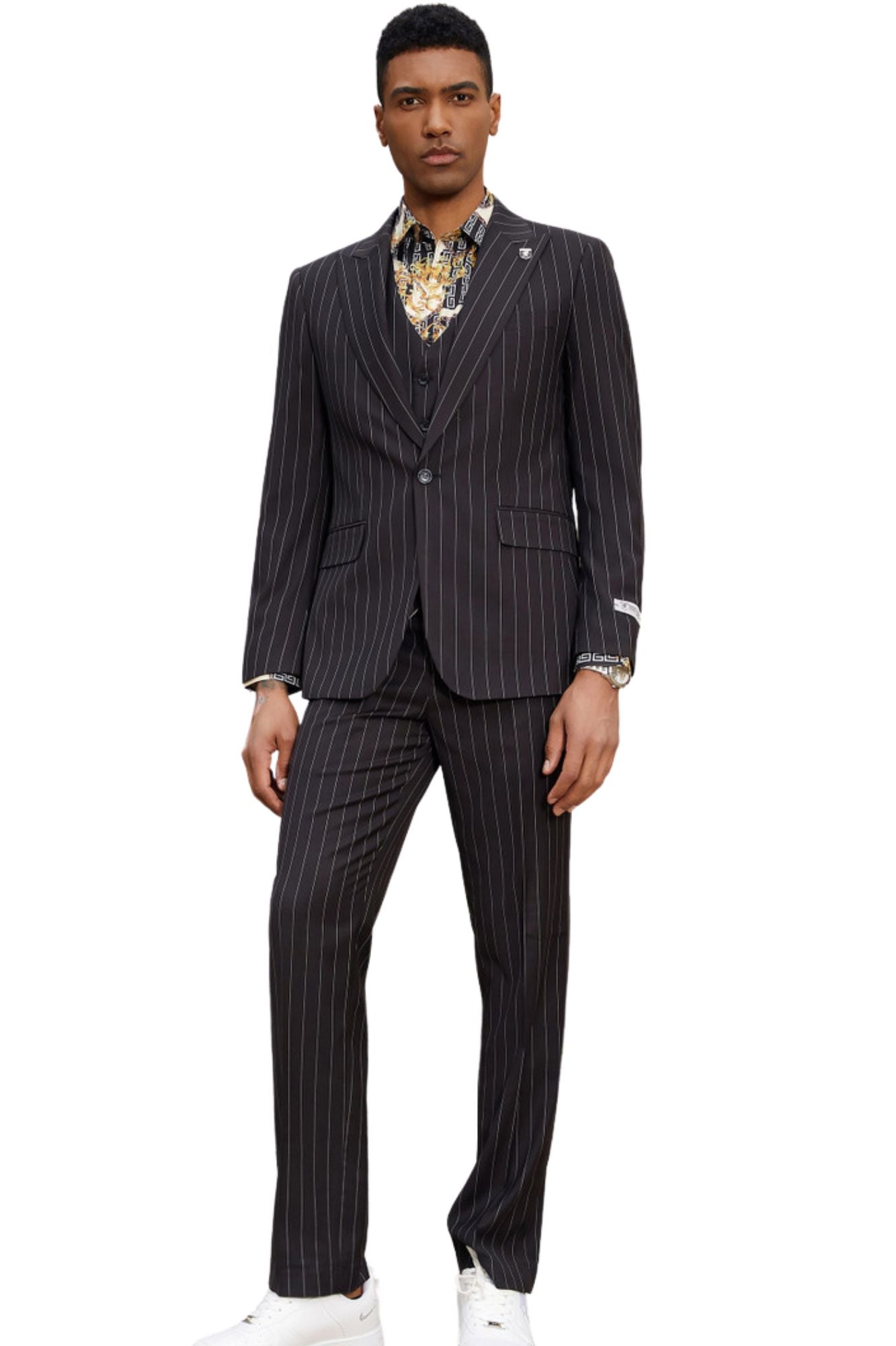 Black Pinstripe 3-Piece Hybrid Fit Suit – Suits & More