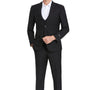 Poseidon Collection: 3-Piece Slim Fit Windowpane Suit For Men In Black