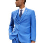 PoshPerry Collection: Men's 3 Piece Solid Textured Hybrid Fit Suit In Blue