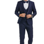 Tranquility Collection: Men's Birdseye 3-Piece Suit In Blue - Slim Fit
