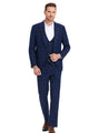 Modernistic Collection: Men's 3-Piece Slim Fit Windowpane Suit In Blue