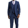 Nouvefy Collection: 3 Piece Plaid Hybrid Fit Suit In Blue For Men