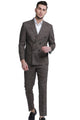 Sandstone Collection: 2-Piece Slim Fit Pin Stripe Suit For Men In Brown