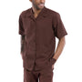 Extenuate Collection: Men's Solid Tone on Tone 2-Piece Walking Suit Shorts Set in Brown