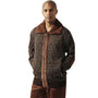 Frost Crystals Collection: Men's Brown Modern Cut Sweater with Faux Fur Trim