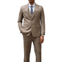 Dashify Collection: Men's Solid Textured 3 Piece Hybrid Fit Suit In Brown