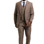 Nouvefy Collection: 3 Piece Plaid Hybrid Fit Suit In Brown For Men