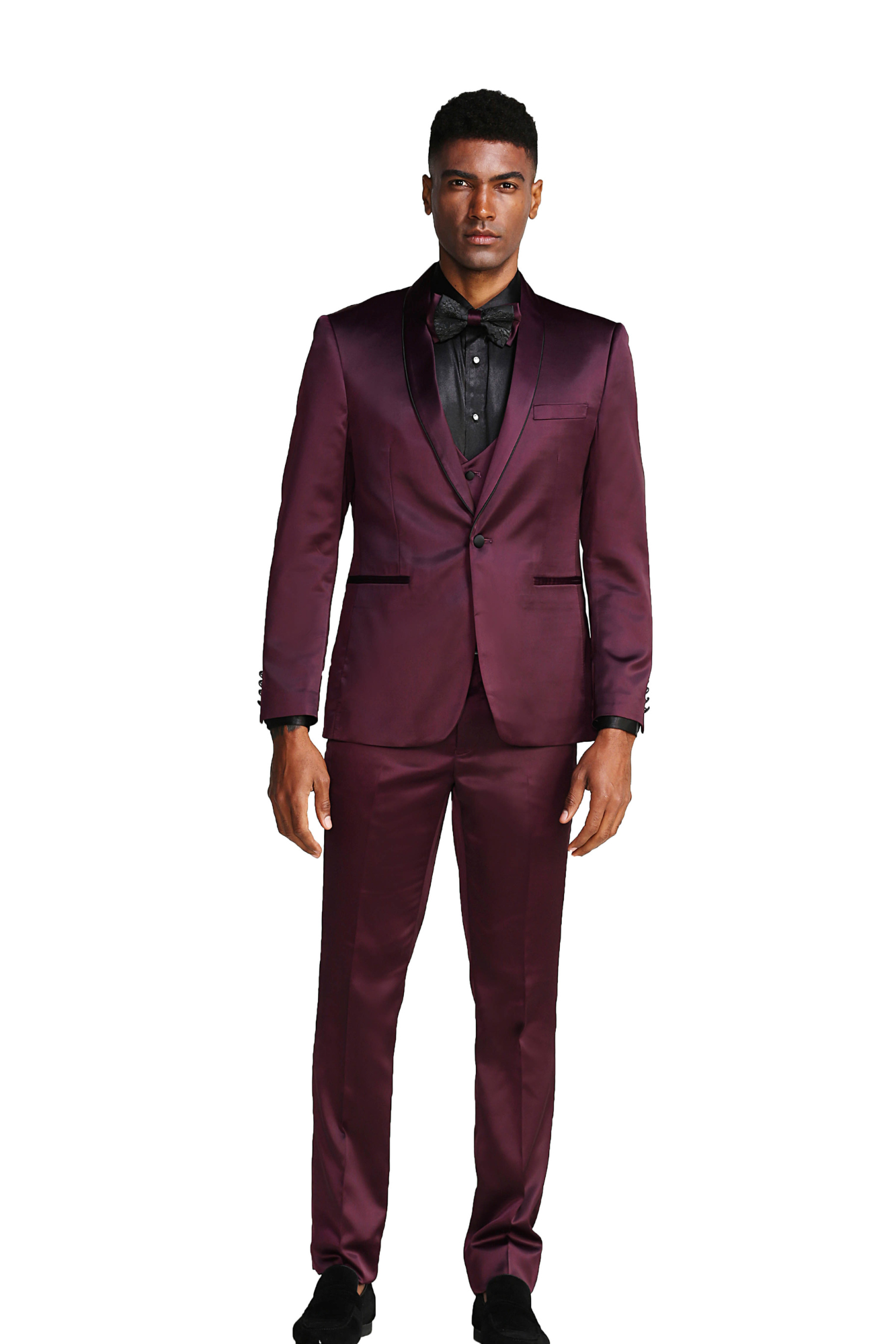 burgundy shirt black tie