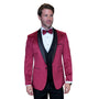 Janus Collection: 2 PC Burgundy Velvet Suit with Bow Tie