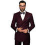 Lyra Collection: Burgundy Double-Breasted Regular Fit Suit with Pleated Pants