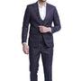 Essence Collection: Windowpane 3-Piece Slim Fit Suit For Men In Burgundy