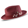 Coolishify Collection: Burgundy White Bottom Fedora Dress Hat with Plaid Grosgrain Ribbon