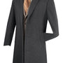 Men's Single-Breasted Wool and Cashmere Blend Top Coat - Charcoal